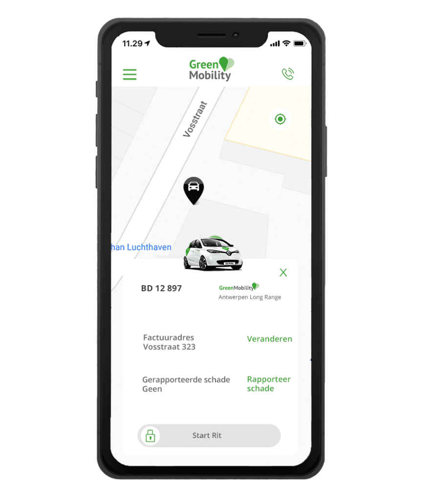 Elektrisch autodelen start in de gratis app van GreenMobility