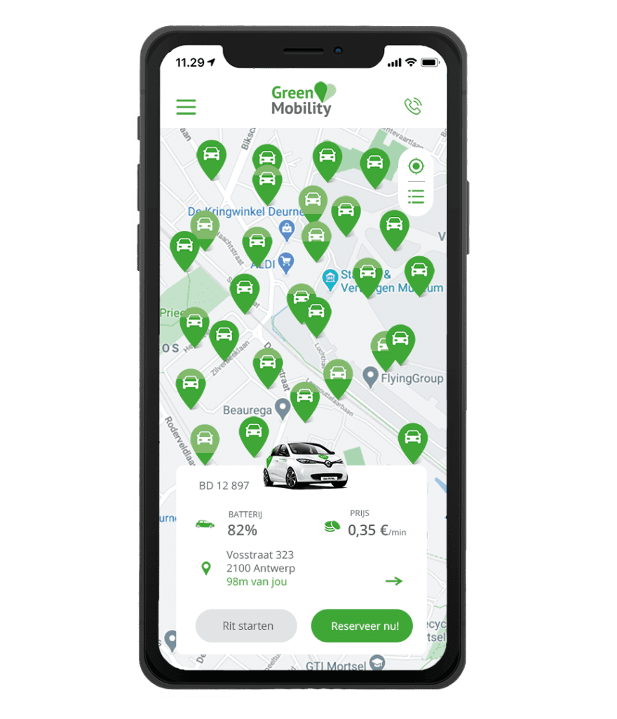 200 elektrische deelauto's ter beschikking in de app